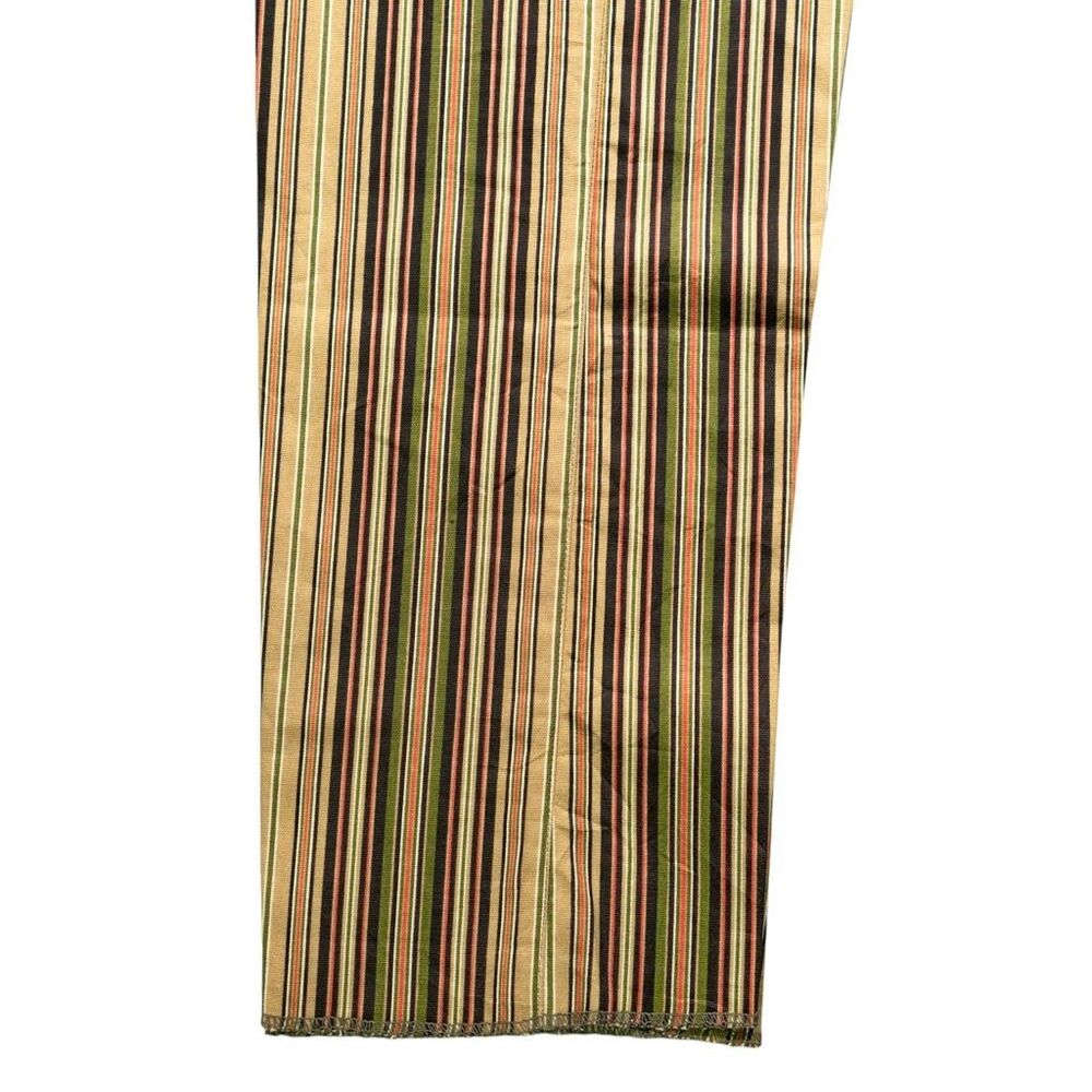 Mens Gurkha Pants 38 Beige Green Striped Cotton Trousers Flat Front Straight Fit - Picture 8 of 8